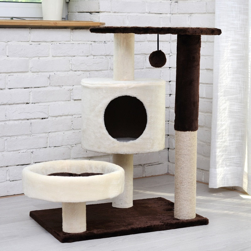 Cat House Multi-layer With An Amazing Hammock, Cat Scratcher Post With Toys