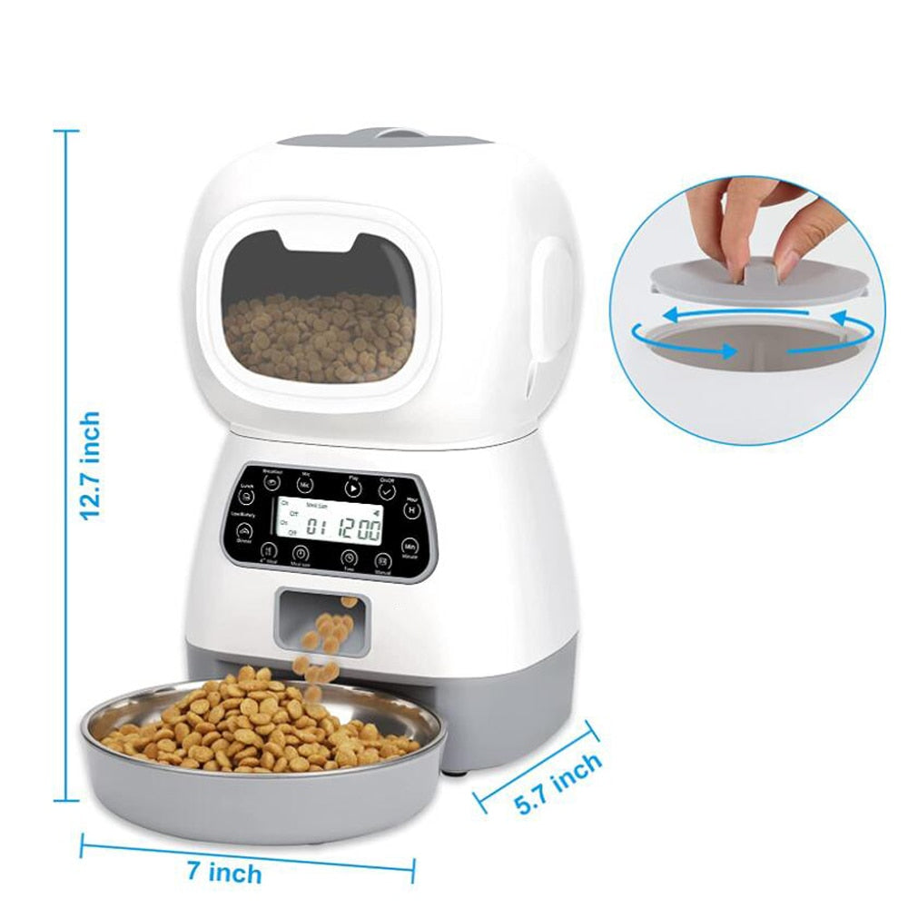 3.5L Automatic Pet Feeder Smart Food Dispenser For Cats/Dogs With Timer, Stainless Steel Bowl, Automatic Pet Feeder