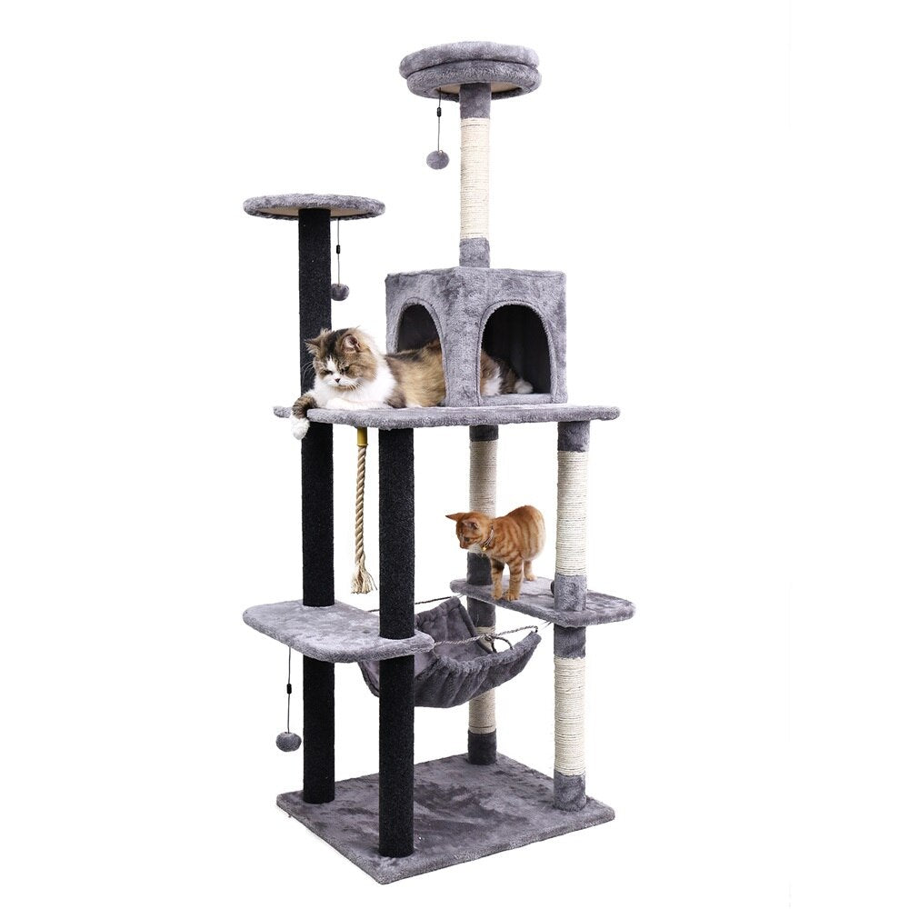 Luxury Cat Tree Condo, Activity Tower, Play House with Scratching Posts and A Hammock