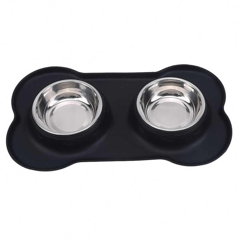 Dog Bowls Stainless Steel, With No Spill, Non-Skid Silicone Mat