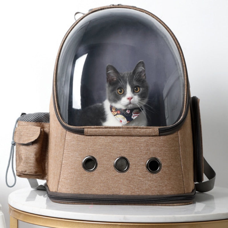 Don't Leave Your Pet At Home!! Cat Carrier Backpack, Space Capsule, Bubble Breathable Portable Pet Backpack, Suitable For Cats And Small Dogs for Travel, Hiking Or Daily Activity