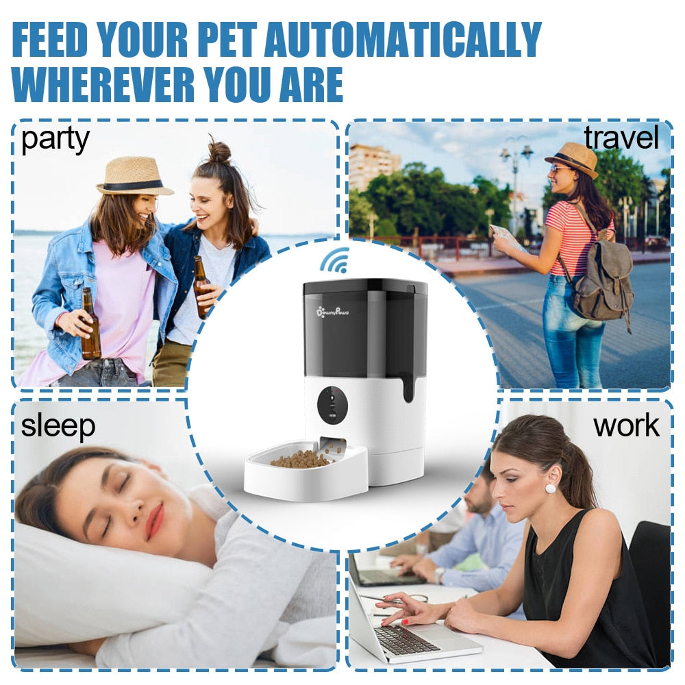 This Will WOW You!! 4/6L Automatic Pet Feeder For Pets, With WiFi, Smart Swirl Pet Feeder With Voice Recorder and a Large Capacity Container Food Dispenser