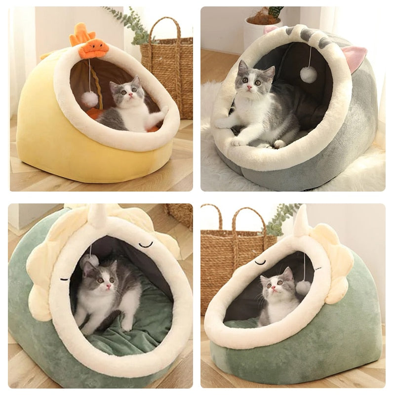 Sweet Cat Bed, Warm Pet Basket, Cozy Kitten Lounger Cushion, Cat House Tent Very Soft, Small Dog Matt Bag, Washable Cave Cats Beds