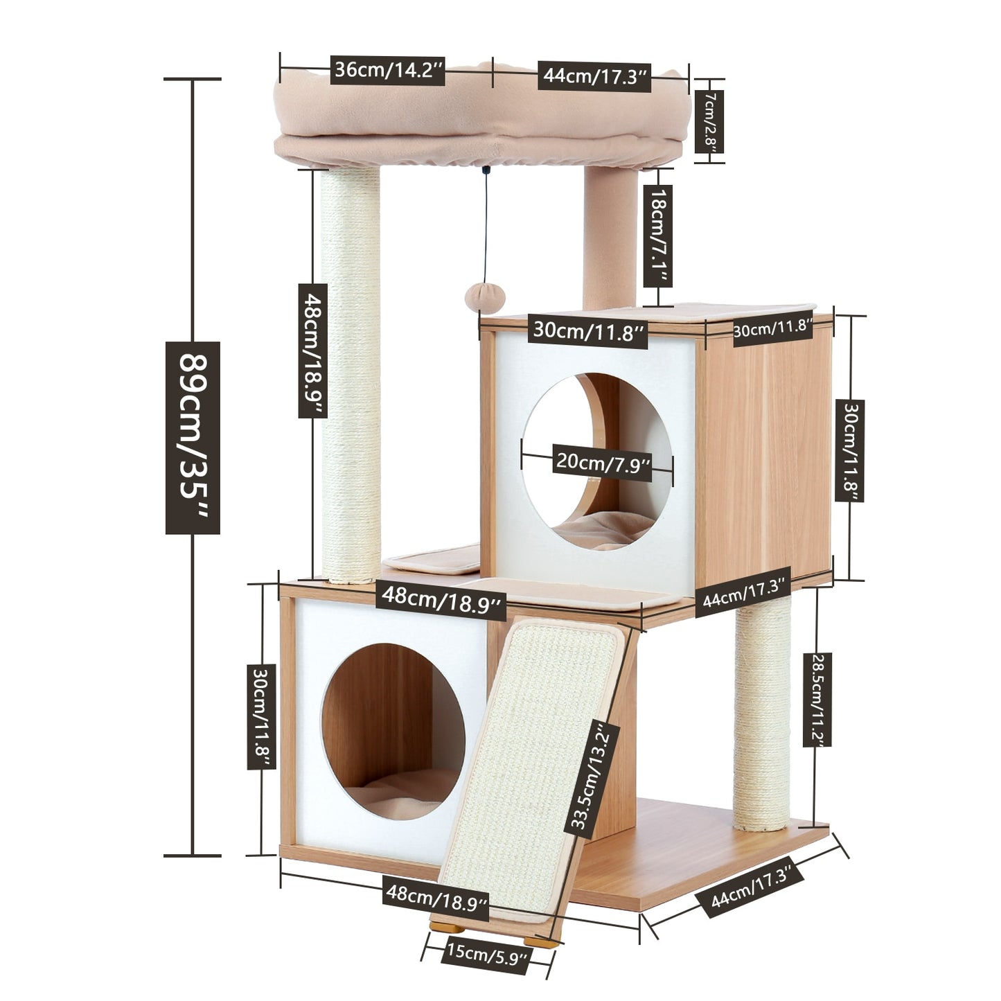Interactive Cat Tree House Tower/Condo, With Play Balls