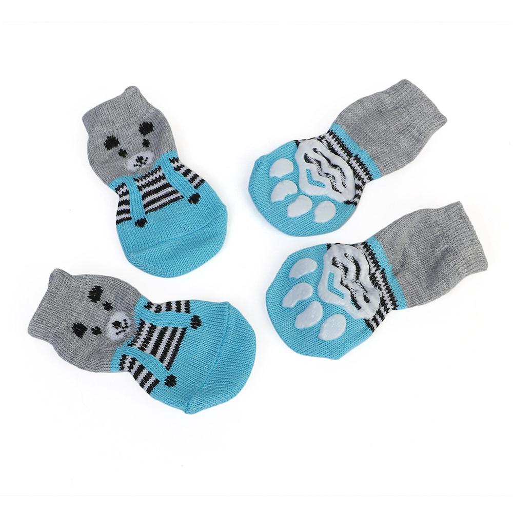 Keep Your Pup Warm!! 4pcs Warm Puppy Socks, Soft Pet Knits Socks, Cute Cartoon, Anti Slip Socks
