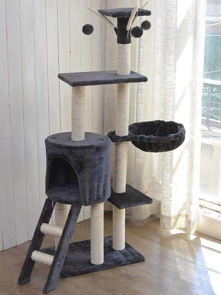 Cat House Multi-layer With An Amazing Hammock, Cat Scratcher Post With Toys