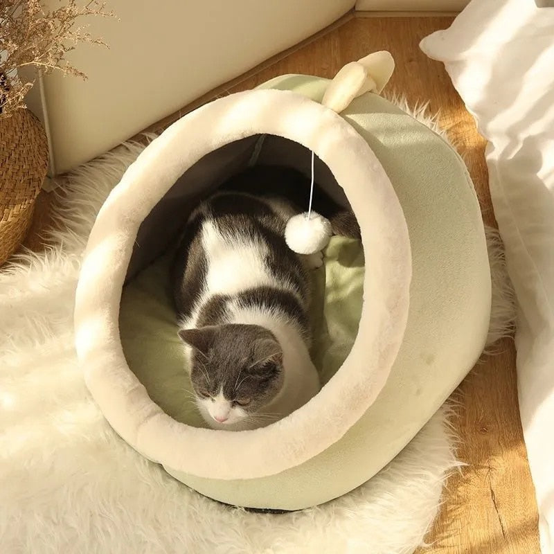 Sweet Cat Bed, Warm Pet Basket, Cozy Kitten Lounger Cushion, Cat House Tent Very Soft, Small Dog Matt Bag, Washable Cave Cats Beds