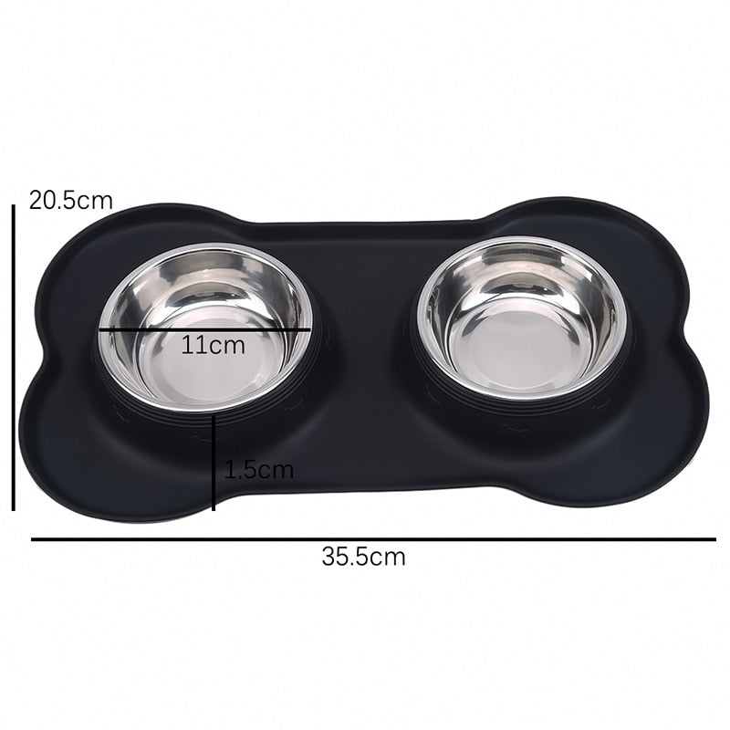 Dog Bowls Stainless Steel, With No Spill, Non-Skid Silicone Mat