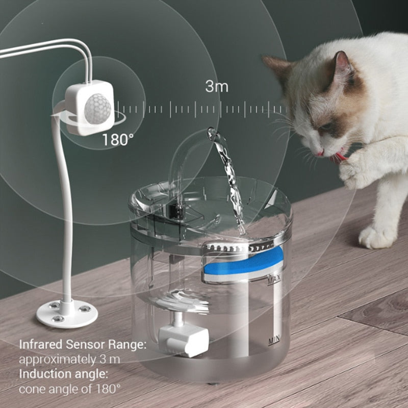 Automatic Cat Water Fountain, EU/US Plug With Faucet, Pet Water Dispenser