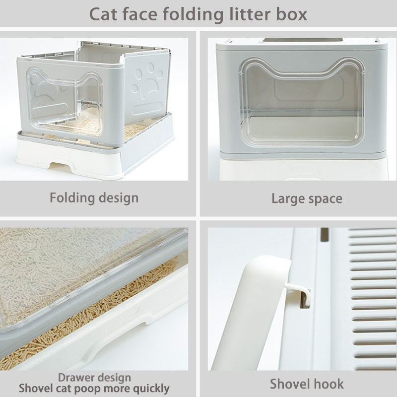 SHUANGMAO, Pet Cat Toilet, Fold Bedpan, Anti Splash, Cats Dog Drawer Tray with a Scooper, Clean Toilette Plastic Sand Box Supplies