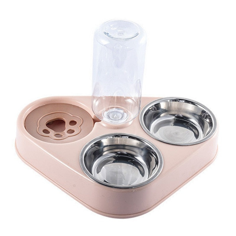 Simple But Efficient, 500ML Pet Bowl With Automatic Water Dispenser, Pet Stainless Steel 3 Bowl