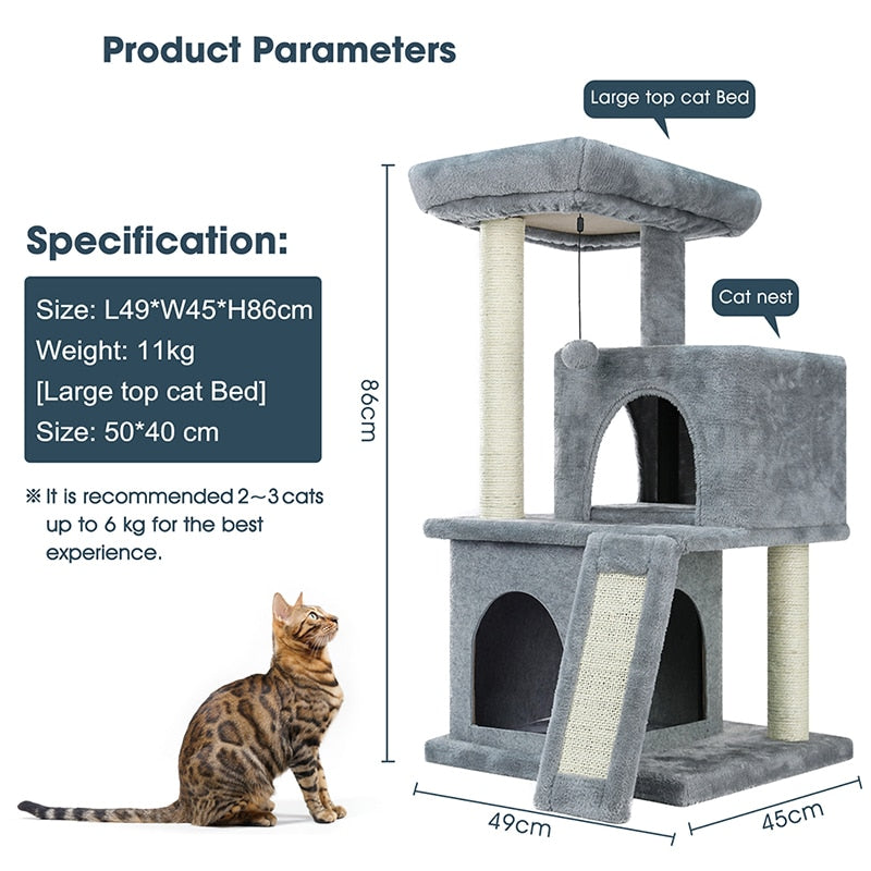 Interactive Cat Tree House Tower/Condo, With Play Balls