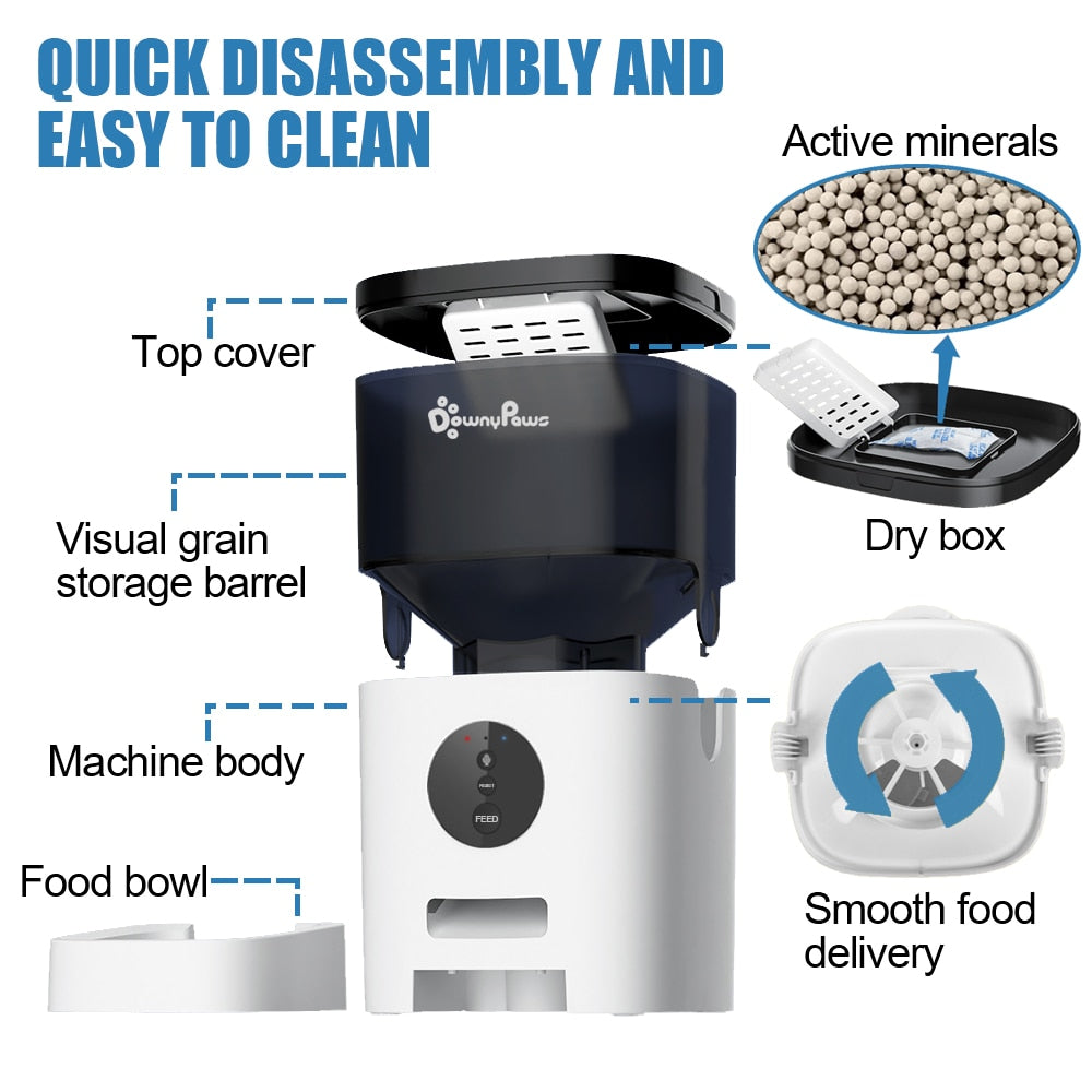 This Will WOW You!! 4/6L Automatic Pet Feeder For Pets, With WiFi, Smart Swirl Pet Feeder With Voice Recorder and a Large Capacity Container Food Dispenser