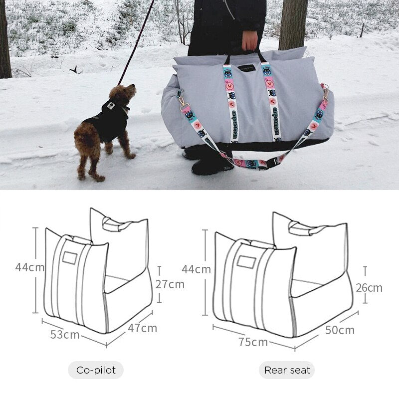 Look At This Incredible Multi Functional Dog Car Seat/Travel Bed! Travel Bed Booster Car Seat Premium Quality with Clip-on Safety Leash, 2 in 1 Car Seat Cover for Pets