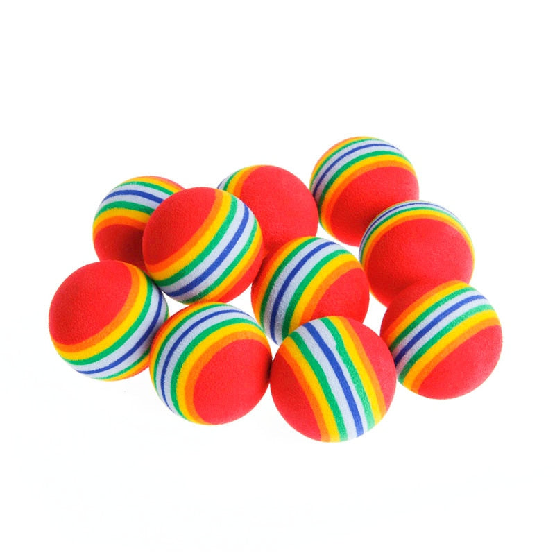 Rainbow EVA Cat Toys, Ball Interactive Cat Dog, Play/Chewing/Rattle/Scratch EVA Training Balls, Pet Toys Supplies