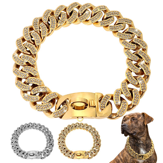 Bling Bling! Dog Collar Stainless Steel Chain