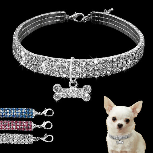 Bling Bling!! Crystals Dog Collar With 3 Different Colors
