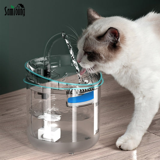 Automatic Cat Water Fountain, EU/US Plug With Faucet, Pet Water Dispenser