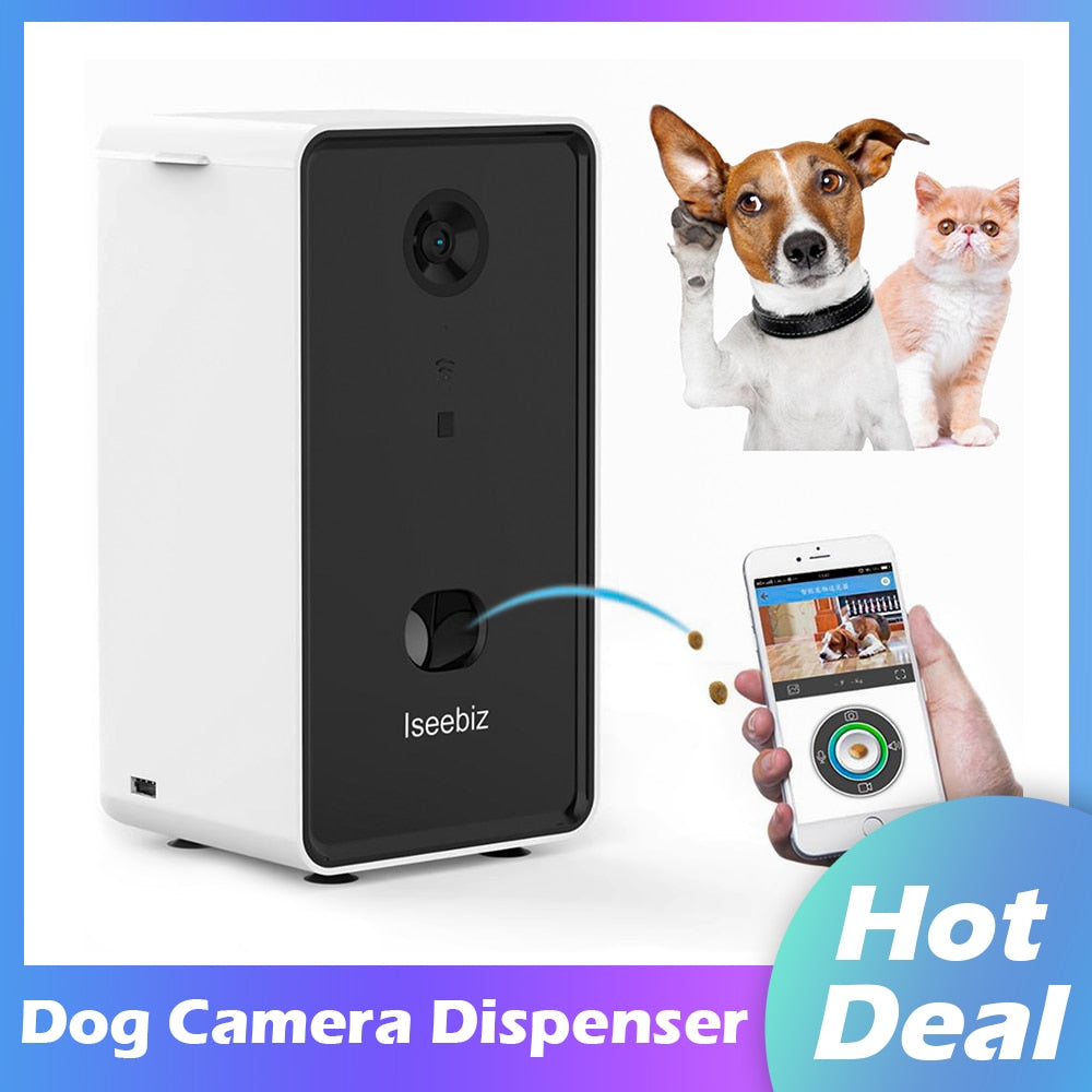 Dog Camera With Automatic Treat Dispenser. WiFi with Two-Way Audio and Night Vision Compatible